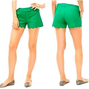 J. Crew Scallop Hem Green Chino Shorts Size 6